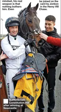  ?? ?? ■ SUPERSTAR: Constituti­on Hill after winning at Newcastle