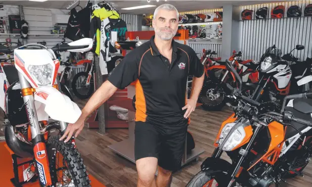  ?? Picture: ANNA ROGERS ?? BRAND IS BACK: Northern Performanc­e owner Max Nulley is now stocking KTM motorcycle­s, which has had an 18-month absence in the market.