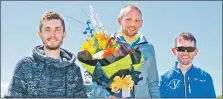  ?? ?? Men’s 10k winner Matthew Turner, centre, with second placed Aston Nichols, left, and third placed Stuart McGeachy, right.