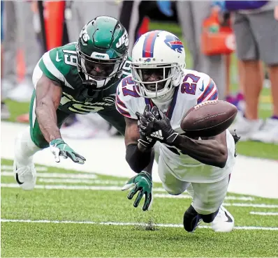  ?? FRANK FRANKLIN II THE ASSOCIATED PRESS ?? The Buffalo Bills’ Tre’Davious White breaks up a pass intended for the New York Jets’ Breshad Perriman on Sunday.