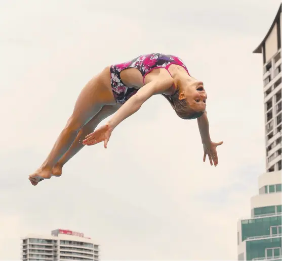  ?? Picture: MIKE BATTERHAM ?? Christina Wassen of the German diving team during training for next week’s internatio­nal competitio­n.