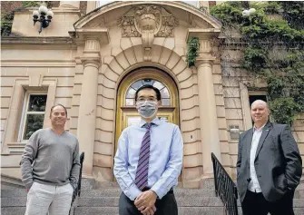  ?? DAVID BLOOM POSTMEDIA ?? (From left) Dr. Laurier Fagnan, Dr. Nelson Lee, and Dr. David Nobes are involved in a University of Alberta study to determine whether singing is a high-risk behaviour during COVID-19.