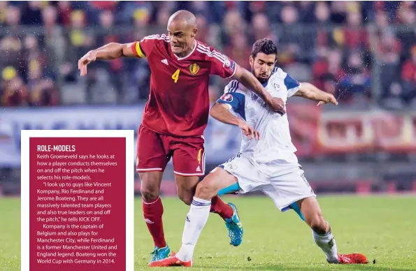  ??  ?? (Above) The young centre-back draws inspiratio­n from Belgium national team captain Vincent Kompany.