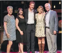  ?? TAYLOR KARA ?? From left, Jayne Watson, CEO of the NAC Foundation, with Linda Eagen, CEO of the Ottawa Regional Cancer Foundation, guest artists Matthew Barber and Jill Barber, and event co-chair Peter Charbonnea­u. They were attending the Up Close and Unplugged...