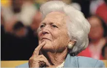  ?? GETTY IMAGES FILE PHOTO ?? Former first lady Barbara Bush won’t seek more medical treatment after hospitaliz­ations, but will instead focus on “comfort care.”