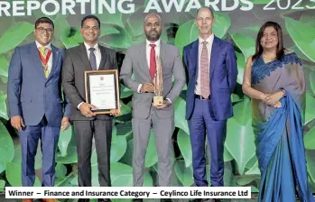  ?? ?? Winner – Finance and Insurance Category – Ceylinco Life Insurance Ltd