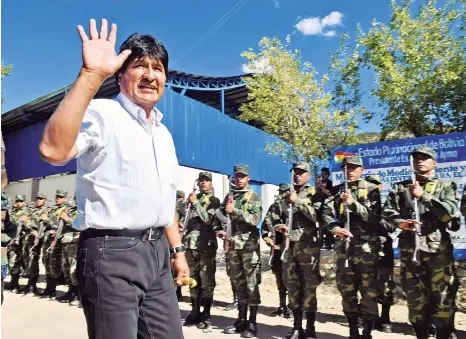  ?? ABI ?? El presidente Evo Morales ayer en una acto de las Fuerzas Armadas.