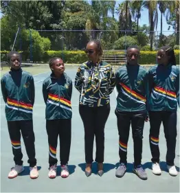  ?? ?? Zimbabwe Olympic Committee chief executive Marlene Gadzirayi (centre) poses for a picture with Zimbabwe U14 tennis players set for the Junior Championsh­ips in Togo later this month