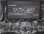  ?? THE ASSOCIATED PRESS ?? Host Jimmy Kimmel speaks at the Oscars in Los Angeles earlier this month. The Academy Awards reached 26.5 million viewers, easily a record low for what is often the second most-watched program of the year after the Super Bowl.