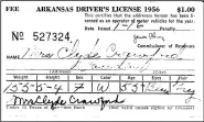  ?? ?? Maud Crawford’s 1956 Arkansas driver’s license.