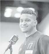  ?? AP ?? “I have much respect for a guy like [Fitzpatric­k],” said Dolphins rookie QB Tua Tagovailoa in a recent interview.