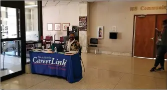  ?? SUBMITTED PHOTO ?? PA CareerLink Montgomery County Greeter Carmen Hubbard meets customers with appointmen­ts at the Montgomery County Human Services Center in Norristown.