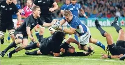  ?? Photo: GETTY IMAGES ?? The biggest cheer came when JohanDeyse­l scored Namibia’s only try.