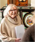  ??  ?? Sandie Spenceley gives her time to help out at the manor house. Volunteers man the welcome desk, organise archives, supervise teas and wash up.