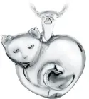  ?? ?? Keep K the memory of your cat close to your heart with an elegant memorial necklace from Pacific Urns. These pretty pendants can c easily be filled with a small amount of ashes and with designs including paws, cats, and hearts, there is something for every e taste.(From $259, pacificurn­s.com)