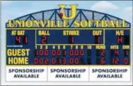  ?? SUBMITTED PHOTO ?? This is what the new Unionville-Chadds Ford baseball and softball scoreboard will look like.