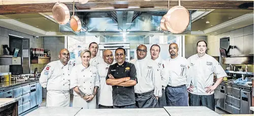  ??  ?? Tsogo Sun's top chefs, led by ‘Masterchef’ winner Deena Naidoo of Aarya Restaurant in Montecasin­o, Fourways.