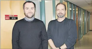  ?? ASHLEY FITZPATRIC­K/THE TELEGRAM ?? Carey Bonnell (left) is head of the School of Fisheries, at the Fisheries and Marine Institute of Memorial University of Newfoundla­nd, in St. John’s. The school is home to the Centre for Fisheries Ecosystem Research (CFER), where Thomas Brown (at...