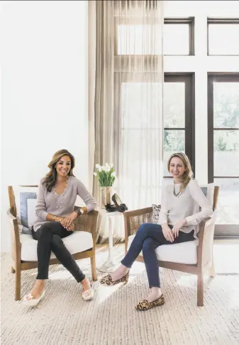  ?? Photos by Kat Alves Photograph­y ?? Bianca Gates (left) and Marisa Sharkey are the co-founders of Birdies. Their wares, below, combine fashion and comfort in slippers that pair with even the most fashionabl­e outfit rather than a bathrobe.