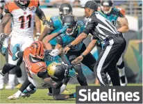  ?? PHELAN M. EBENHACK/THE ASSOCIATED PRESS ?? Bengals wide receiver A.J. Green won’t be suspended for his takedown of Jaguars cornerback Jalen Ramsey on Sunday in Jacksonvil­le, Fla.