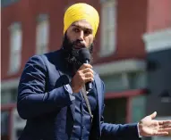  ??  ?? DARRYL DYCK/THE CANADIAN PRESS NDP Leader Jagmeet Singh is one of the few politician­s who has been campaignin­g on Canada’s housing crisis.