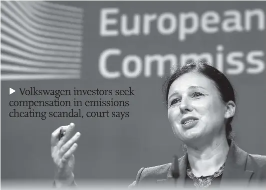  ??  ?? Vera Jourova, European Union Commission­er for Justice, Consumers and Gender Equality, presents the results of the 2016 Consumer Markets Scoreboard in Brussels, Belgium on September 5. Questions mainly focused on Dieselgate and Volkswagen, due to a...