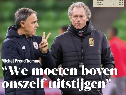  ?? FOTO'S BELGA ?? Preud’homme overlegt met assistent Emilio Ferrera.