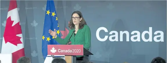  ?? ADRIAN WYLD/THE CANADIAN PRESS ?? Cecilia Malmstrom, Chief Trade Commission­er for the European Union, speaks to a conference Tuesday in Ottawa.