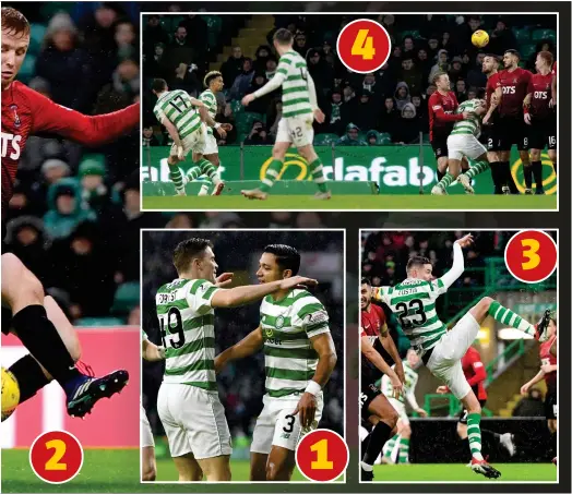  ??  ?? Odsonne Edouard, Mikael Lustig and Ryan Christie added goals of their own as Celtic put Kilmarnock to the sword 4 3 1 2