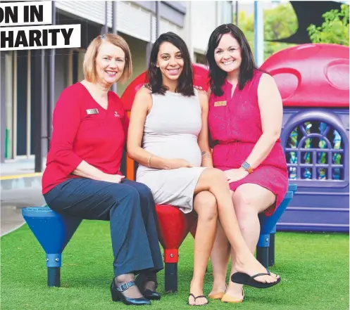  ??  ?? REAL BOND: Queensland Country Credit Union CEO Aileen Cull, with Shardae West from Mackay and Ronald McDonald House NQ’s Jenn Cowman.