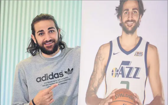  ??  ?? Ricky Rubio, posando, en el Movistar Centre de Barcelona. El crack de El Masnou, pieza básica en los Utah Jazz, presentó la décima edición de su campus en Catalunya