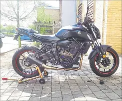  ??  ?? Louis’ beloved Yamaha MT-07 motorbike, which he bought just months before the crash