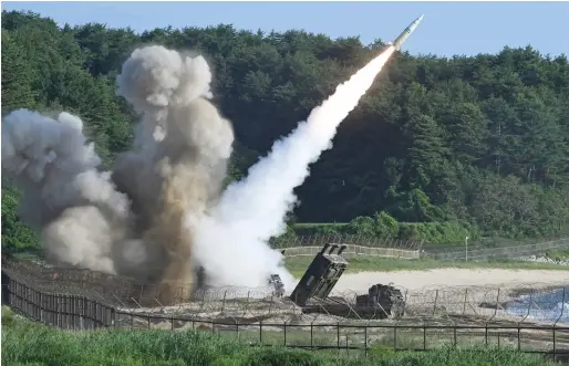  ?? AP ?? A US Tactical Missile is fired during the combined military exercise between the US and S. Korea against North at an undisclose­d location in South Korea. —