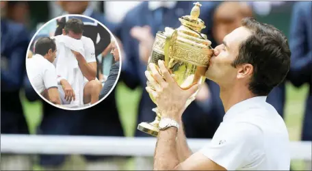  ??  ?? Roger Federer savouring the joy of winning the record eighth Wimbledon title…yesterday. Inset: Marin Cilic in tears