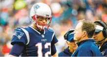  ?? JIM ROGASH GETTY IMAGES ?? Quarterbac­k Tom Brady says there’s a lot of wrong assumption­s about his relationsh­ip with Patriots coach Bill Belichick.