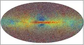  ?? ESA HANDOUT ?? This all-sky view provided by European Space Agency on Monday shows a sample of the Milky Way stars in Gaia's data release 3. The colour indicates the stellar metallicit­y. Redder stars are richer in metals.