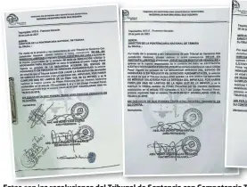  ??  ?? estas son las resolucion­es del Tribunal de Sentencia con competenci­a Territoria­l Nacional en Materia penal para dejar en libertad a uno de los sujetos que fue acusado por el crimen de las fiscales.