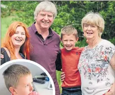  ??  ?? Back together: Karen-ann with Owen and her parents, Anne-marie and John; left: The big reunion is filmed