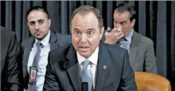 ?? ANDREW HARNIK/AP ?? Adam Schiff, chairman of the House Intelligen­ce Committee, calls a recess during the impeachmen­t hearing Nov. 15.