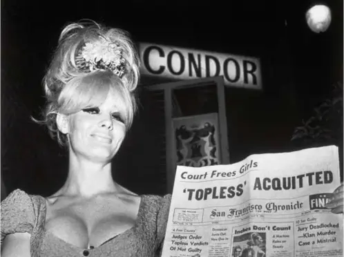  ?? GETTY/PICTUREHOU­SE ?? Topless dancer Carol Doda’s acquittal was front-page news in the San Francisco Chronicle, from “Carol Doda Topless at the Condor.”