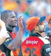  ?? PTI ?? Darren Sammy with other members of the IPL team Sunrisers Hyderabad, in 2014. Sammy has been enraged ever since he found out recently that ‘kalu’, a nickname given to him by Indian teammates and a term that Ishant Sharma even used on him online, means ‘black’.