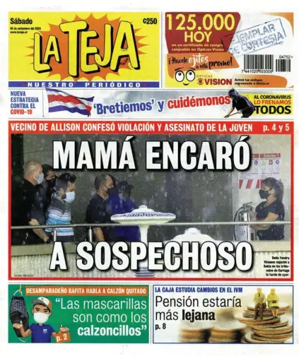  ?? ARCHIVO ?? Esta es la portada del 5 de setiembre del 2020 con la cual Rafita ganó.