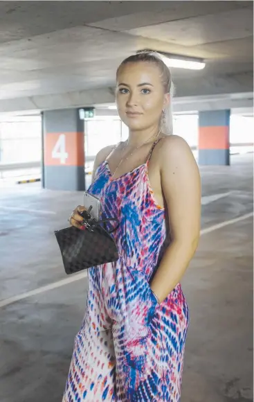  ?? Picture: STEWART McLEAN ?? WASTED: City worker Jenna Vanderstee­n stands on the almost-empty top floor of the underused Lake St carpark following its $6 million facelift.