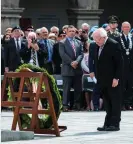  ??  ?? President Michael D Higgins lays a wreath at Kilmainham Hospital in Dublin on the National Day of Commemorat­ion back in July