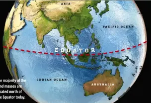  ??  ?? The majority of the land masses are located north of the Equator today.