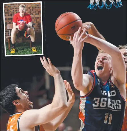  ??  ?? EXPERIENCE: Harry Froling in action for the 36ers and ( inset) pictured during his days as a Townsville junior.