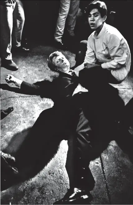  ??  ?? Murdered: Bobby Kennedy lies dying at the Ambassador Hotel in LA after being shot.