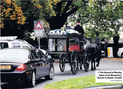  ?? Richard Williams ?? &gt; The funeral of Wesley Sykes at St Margaret’s Church in Roath, Cardiff