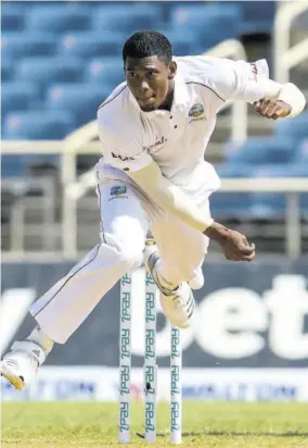  ??  ?? In this July 2018 file photo, West Indies debutant Keemo Paul in full flight after firing in a delivery during the second day of the second Test against Bangladesh at Sabina Park in Kingston, Jamaica.