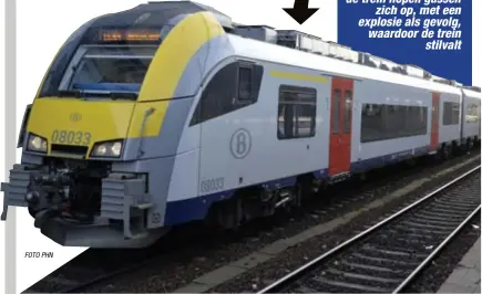  ?? FOTO PHN ?? In de koffers bovenop de trein hopen gassen
zich op, met een explosie als gevolg, waardoor de trein
stilvalt